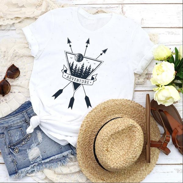 

women womens t shirts graphic forest arrow short sleeve printed lady 90s fashion tees print shirt clothing female, White
