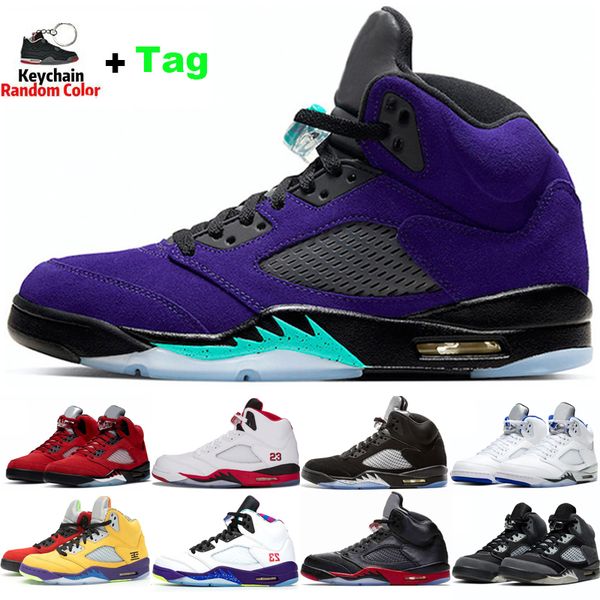 

5s jumpman basketball shoes mens sneakers 5 alternate grape oregon ducks space jam fire red green men trainers sneakers, Black