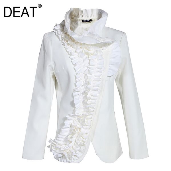 

spring and summer fashion casual long sleeve solid color black slim pleated blazer coat women sh747 210421, White;black