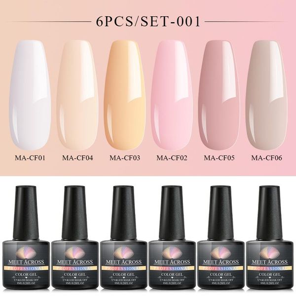 

nail art kits meet across 6pcs gel polish kit 8ml uv led set for manicure long lasting soak off varnishes