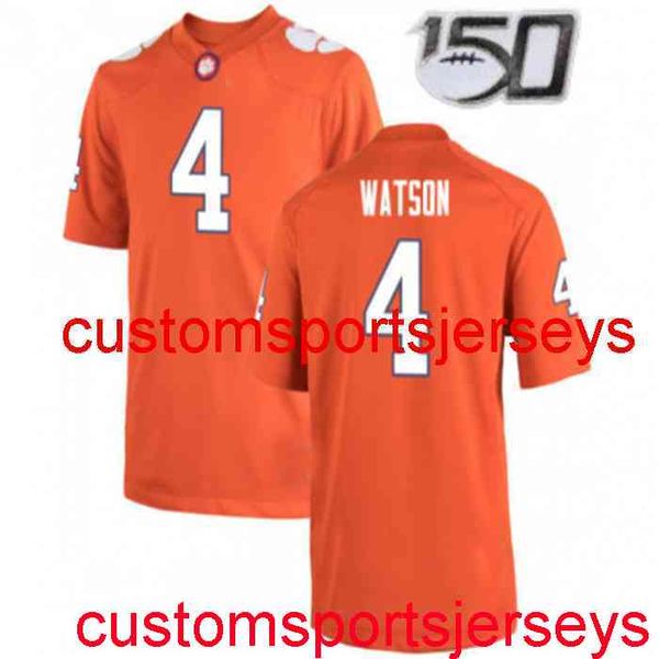 

stitched clemson tigers #4 deshaun watson 150th orange ncaa jersey custom any name number xs-5xl 6xl, Black