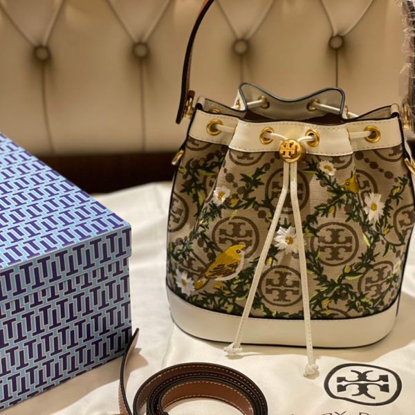 

2021 new women's bag tb jacquard embroidery drawstring popular one shoulder cross carrying portable bucket bag ysj