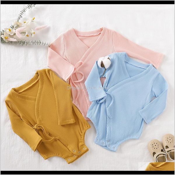 

rompers jumpsuitsrompers clothing baby kids maternity drop delivery 2021 born infant baby girl boy stripe kimono romper cotton bodysuit outf, Blue