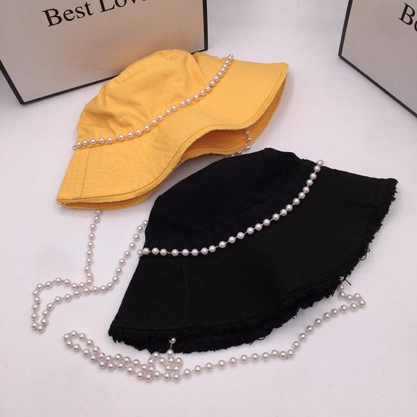 

wide brim hats summer the female hat shading bucket caps fashion pearl basin of western style, Blue;gray