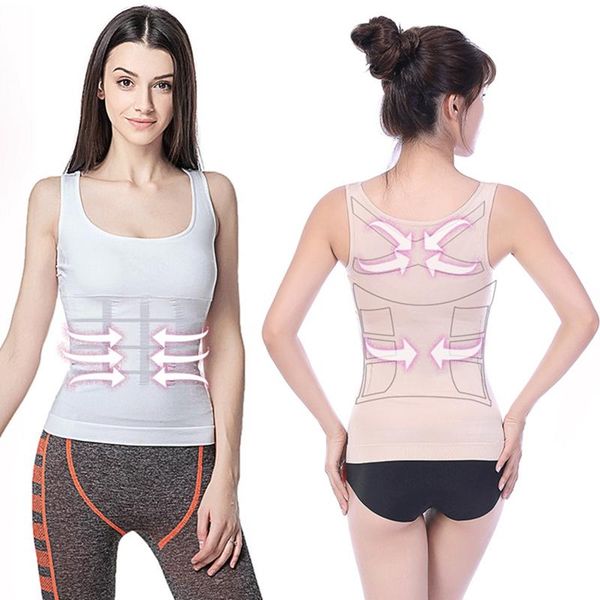 

women's shapers women slimming body shaper vest waist tummy bustiers corsets shapewear underwear femme push up shirts tanks, Black;white