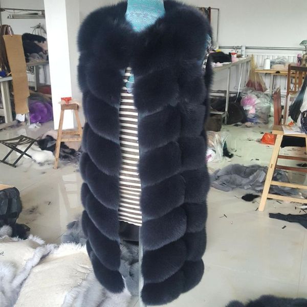 

women's fur & faux style the vest long round neck multicolor natural jacket fashion female, Black