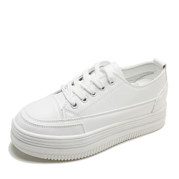 

dress shoes small white female spring and autumn 2021 sponge cake thick bottom round pu women's single, Black