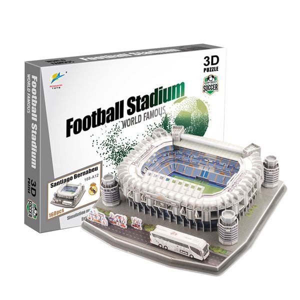 Puzzle 3D fai-da-te Stadio di calcio di fama mondiale Parco giochi di calcio europeo Modello di edificio assemblato Giocattoli di puzzle per bambini Ragazzi X0522