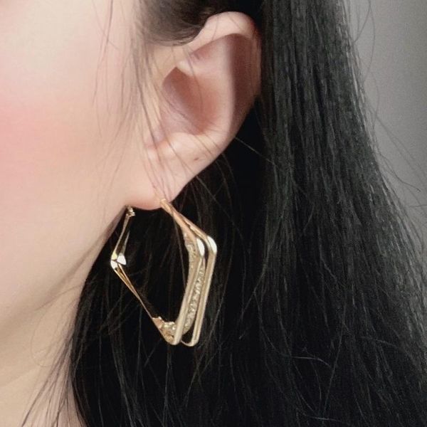 

hoop & huggie women's earrings vintage korean fashion simple big punk accessories geometric style, Golden;silver