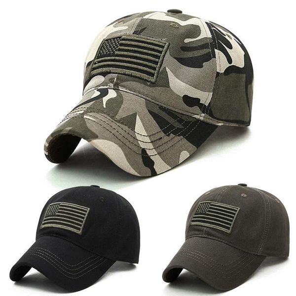 

men camouflage baseball cap army embroidery cotton tactical snapback dad hat male summer sports america trucker outdoor hats, Black;white