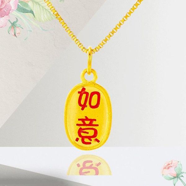 

pendant necklaces for women chinese letter necklace 24k gold plated chain ethnic party birthday anniversary jewelry, Silver