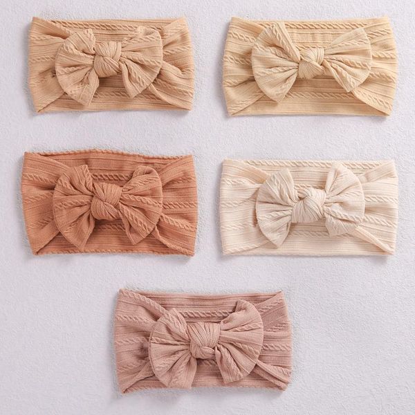 

hair accessories 1pcs born baby headband for girls elastic knit children turban bows soft nylon kids headwear 32 colors, Slivery;white