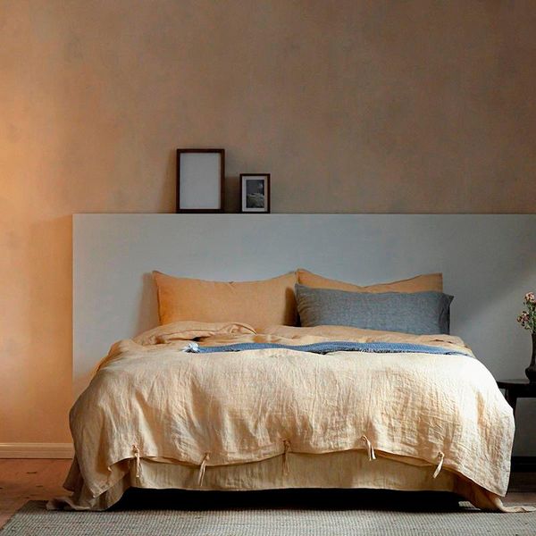 

100%linen duvet cover set washed natural flax basic solid color 4pcs bedding with 1pc bed sheet 2pc pillow shams soft breathable sets
