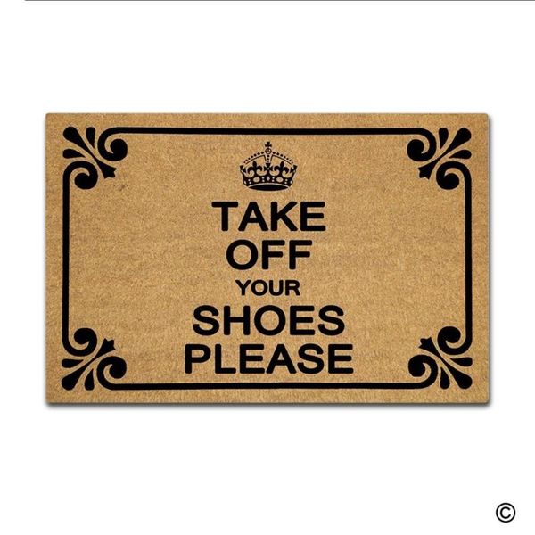 

carpets doormat entrance mat - funny take off your shoes please door for indoor/outdoor use non-woven fabric top