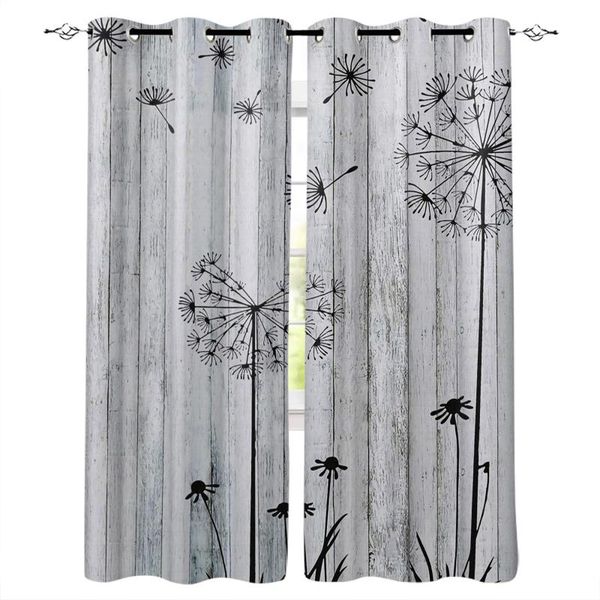 

curtain & drapes dandelion flowers wood board window curtains bedroom kitchen panel christmas home decor for living room
