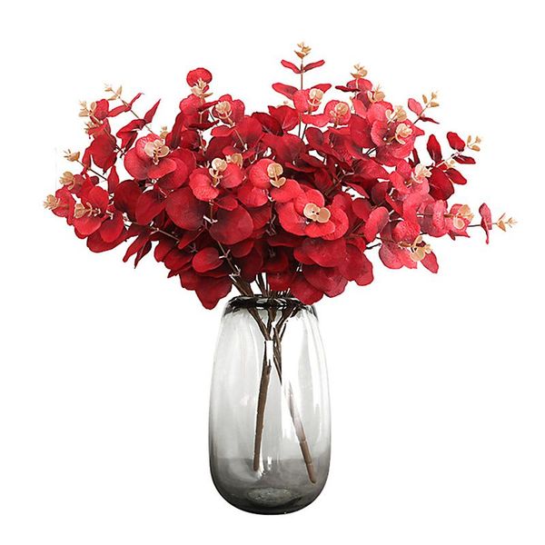 

decorative flowers & wreaths artificial plant fake fall eucalyptus leaves plants bouquet real touch silk cloth decorations for table decorat