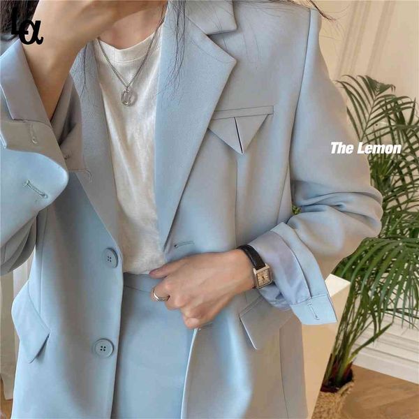 

spring suits single breasted blazer+midi skirts 2 pieces sets women office lady skirt korean fashion 210519, White