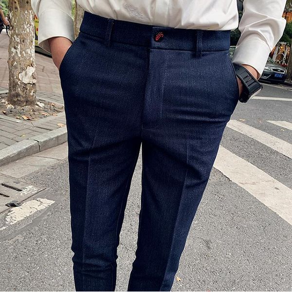 

men's suits & blazers suit trousers formal pants stretch slim solid color straight dress fashion boutique clothing full length, White;black