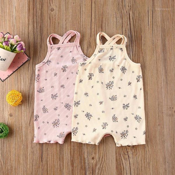 

jumpsuits infant sleeveless romper summer sweet style baby boys girls floral plant printing cross neck strap suspender jumpsuit1, Blue