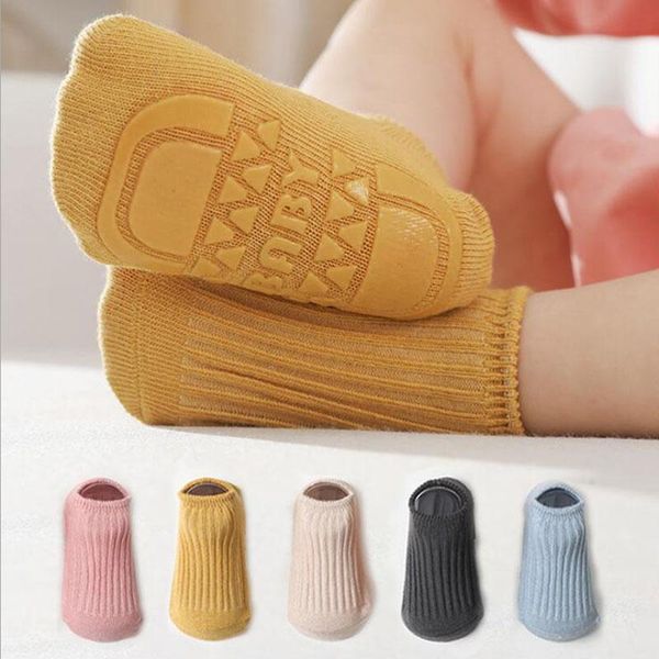 

to 5 yrs cotton children's anti-slip boat socks for boys girl low cut floor kid sock with rubber grips four season, Pink;yellow