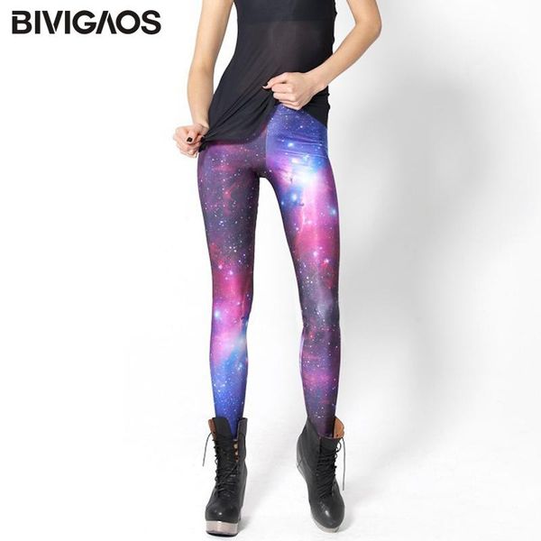 

women's leggings fashion euramerican black milk galaxy universe digital printing elastic slim thin pencil pants for women