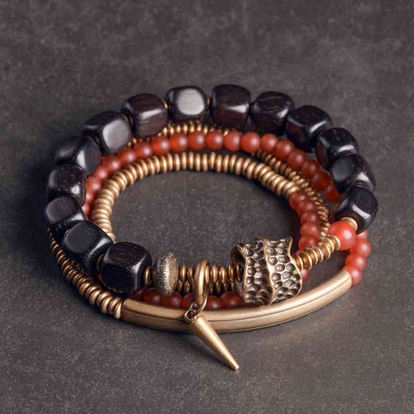 

flower design agate black sandalwood bead tide hand string niche ins personalized jewelry bracelet female, Golden;silver