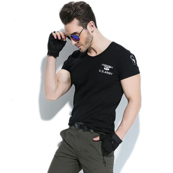 

hunting sets cotton short-sleeved skinny t-shirt men tactics fans clothes xxl xxxl cool guys fitness clothing navy seal green army blac, Camo