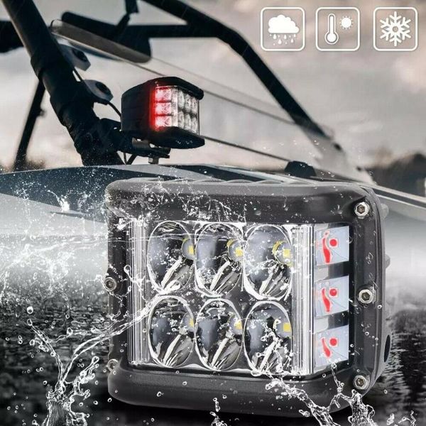 

working light lamp work pods suv truck w/ mounting bracket white & red 10-30 v dc