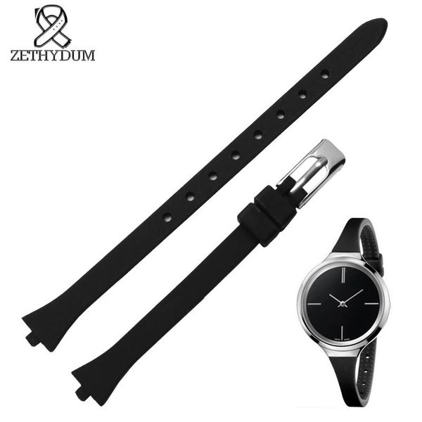 

watch bands waterproof silicone belt womens small strap 10*3mm convex mouth bracelet for k4u236k6 k4u231b1 k4u231vx k4u231ym, Black;brown