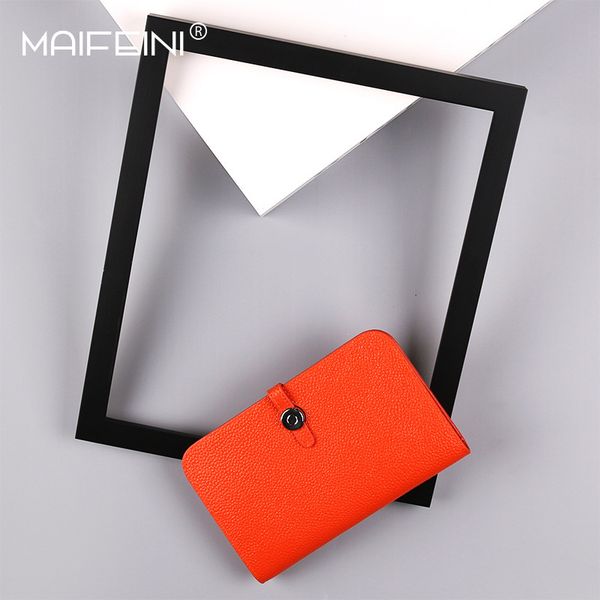 

bags wallet backpack 2021 cowhide lady card bag long passport h mobile phone hand leather, Black;red