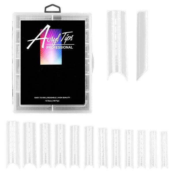 

nails extension system full cover sculpted clear stiletto coffin false nail tips 240pcs art decorations, Silver;gold