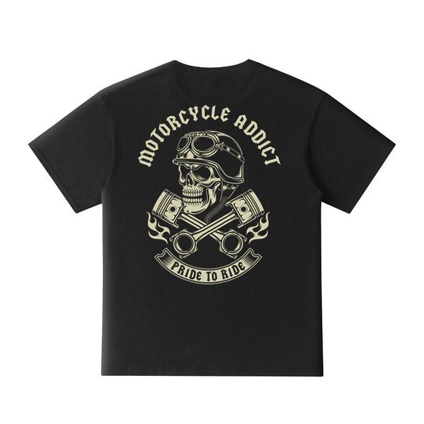 

men's t-shirts summer t-shirt motorcycle addict biker chopper bobber motard motorrad short-sleeved plus size printed scp, White;black
