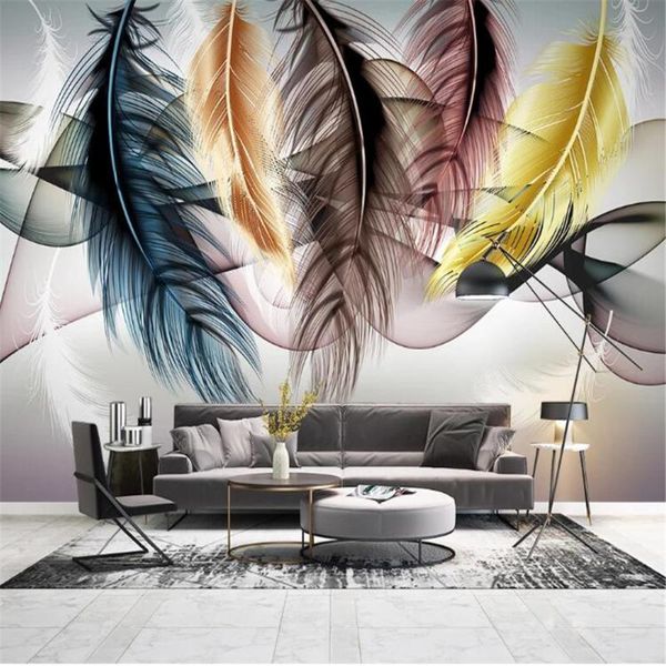 

wallpapers milofi custom 3d po mural wallpaper nordic light luxury hand-painted feather abstract smoke living room sofa background wall