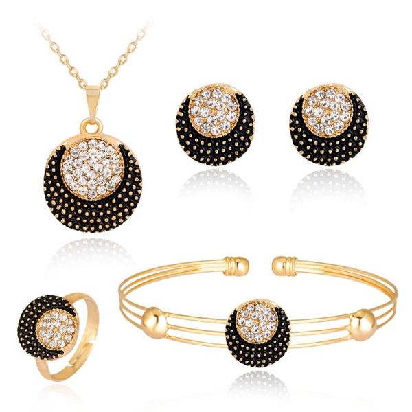 

earrings & necklace 4 pcs ring bracelet sets jewelry crystal girl, Silver