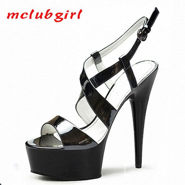 

dress shoes mclubgirl 15cm heels super high heel hong kong style leisure net red lady thick bottom waterproof platform simple sandals lyp, Black