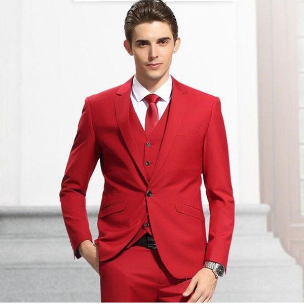 

custom made men suits one button red groom tuxedos groomsmen men's wedding prom wear (jacket+vest+pants) y324 & blazers, White;black