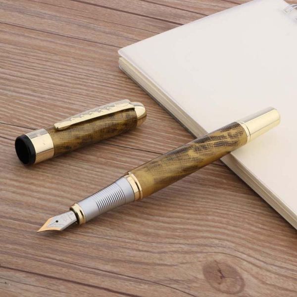 

jinhao 250 gift pen black line metal golden trim m nib fountain pens