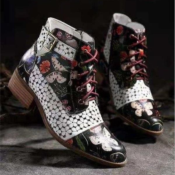 

boots 2021 british style large size women's shoes in summer foreign flower color matching pointed square heel fashion, Black