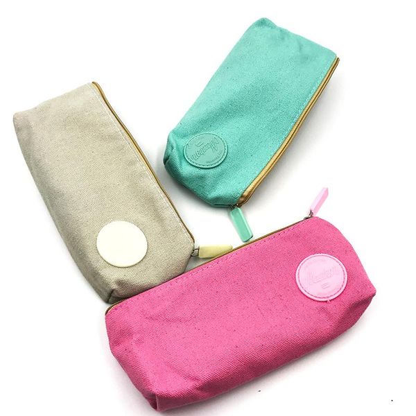 

canvas pencil case bag office school supplies for girls kawaii pen box stationery pouches 1pc bags