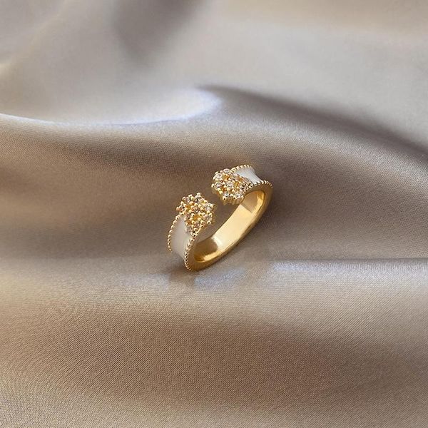 

wedding rings real gold electroplating korean fashion simple personality ring inlaid with diamond oil shedding net red temperament design, Slivery;golden