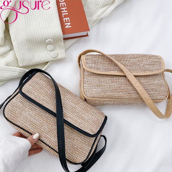 

evening bags gusure small summer straw woven baguette for women simple brand designer underarm shoulder handbag lady luxury beach purses