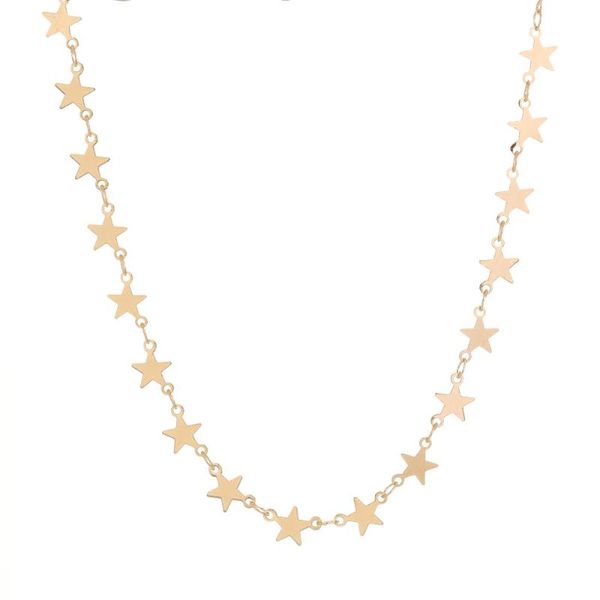

chains elegant women star pendant beach chocker chain necklace simple charm choker party dress necklaces jewelry gold, Silver