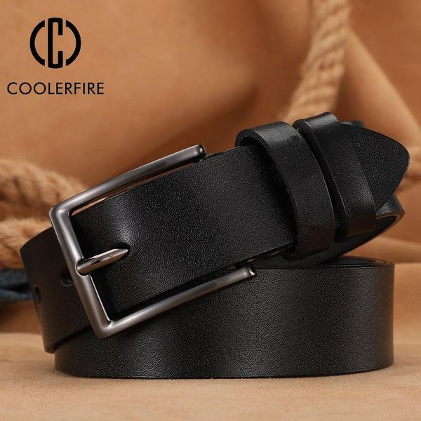 

belts male fashion designer waistband buckle for jeans cowskin casual business cowboymen genuine leather belt ahq2117, Black;brown