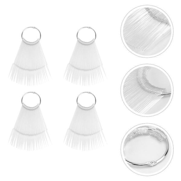 

false nails 4 sets/160pcs fan nail display manicure practice stick art transparent diy tips, Red;gold