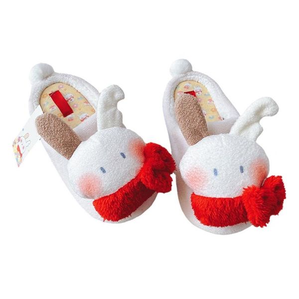 

women winter plush house slippers cartoon ears non-slip warm indoor shoes, Black