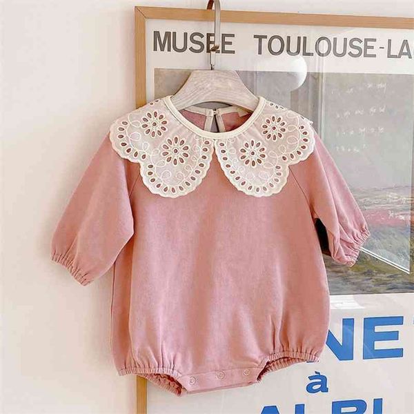 

cute baby girl pure color rompers spring long sleeve fashion infant clothes 0-3yrs 210521, Blue