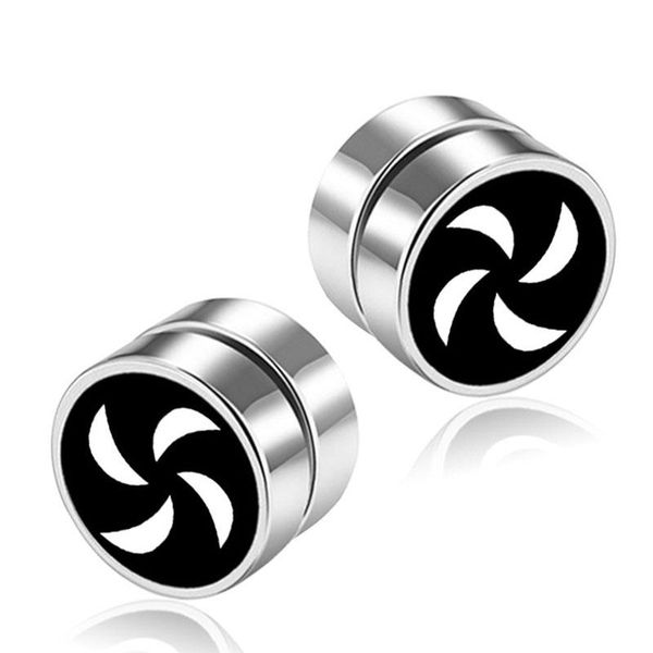 

stud magnet earrings for womens stainless steel windmill simple round ear clips black gifts woman accessories, Golden;silver
