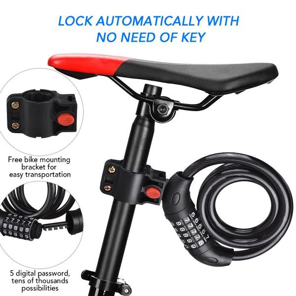 

bike locks lixada 360Â° rotation bicycle mobile phone holder anti-theft lock water bottle bell cycling mirror set