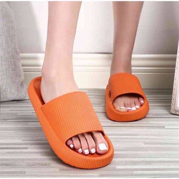 

women's thick platform home ladies slides non slip living room indoor soft flat slippers comfortable summer shoes 210310, Black