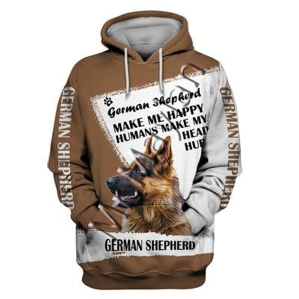 

men's hoodies & sweatshirts 3d graphic animals dog art german shepherd hoodie men/women casual streetwear sweatshirt pullover w27, Black